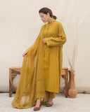 Mustard Elegance 3-Piece Stitched Lawn